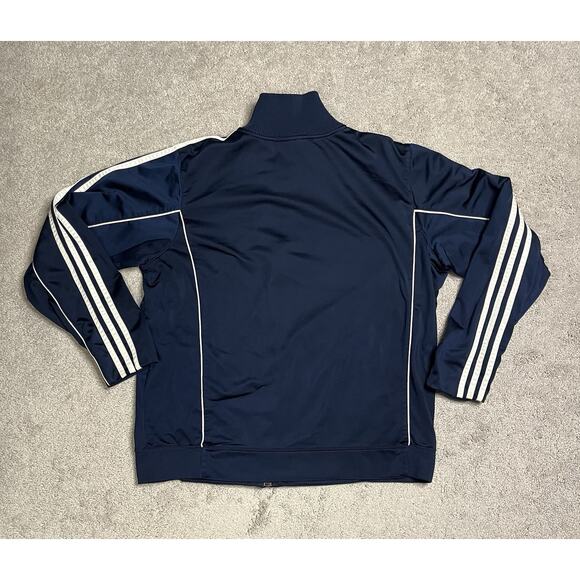 Adidas Men’s L Track Jacket Signature 3 Stripe Sleeve blue VTG! - Picture 2 of 8
